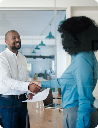 Two professionals discussing in office